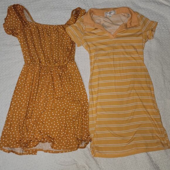 Girls Dress Bundle 2 Soft Orange Dresses Casual And Cute Size 10 Polka Dots - Picture 6 of 6